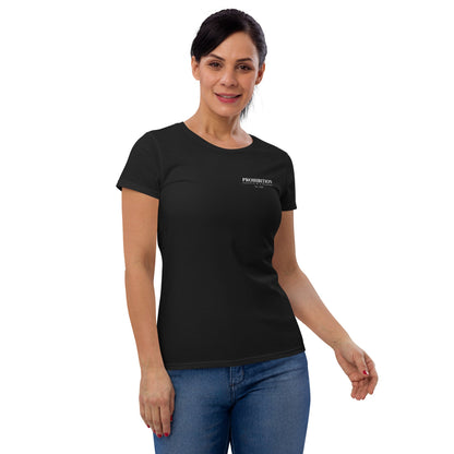 Black fitted crew-neck T-shirt with small Prohibition Soap logo on front