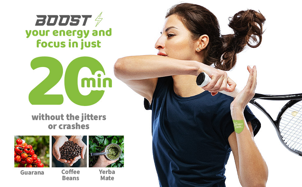 Boost Energy Patches: Caffeine, Guarana Green Tea Transdermal Energy - 28 Pack - Renee Lane Company