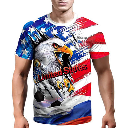 United States soccer jersey T-shirt with eagle, stars, stripes, and soccer ball graphic