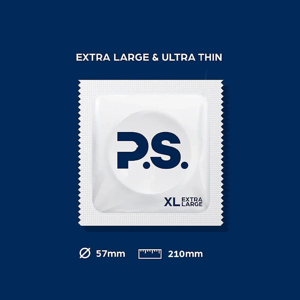 Condom sachet, extra large and ultra thin, XL size, P.S. branding