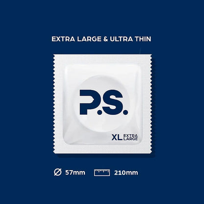 Condom sachet, extra large and ultra thin, XL size, P.S. branding