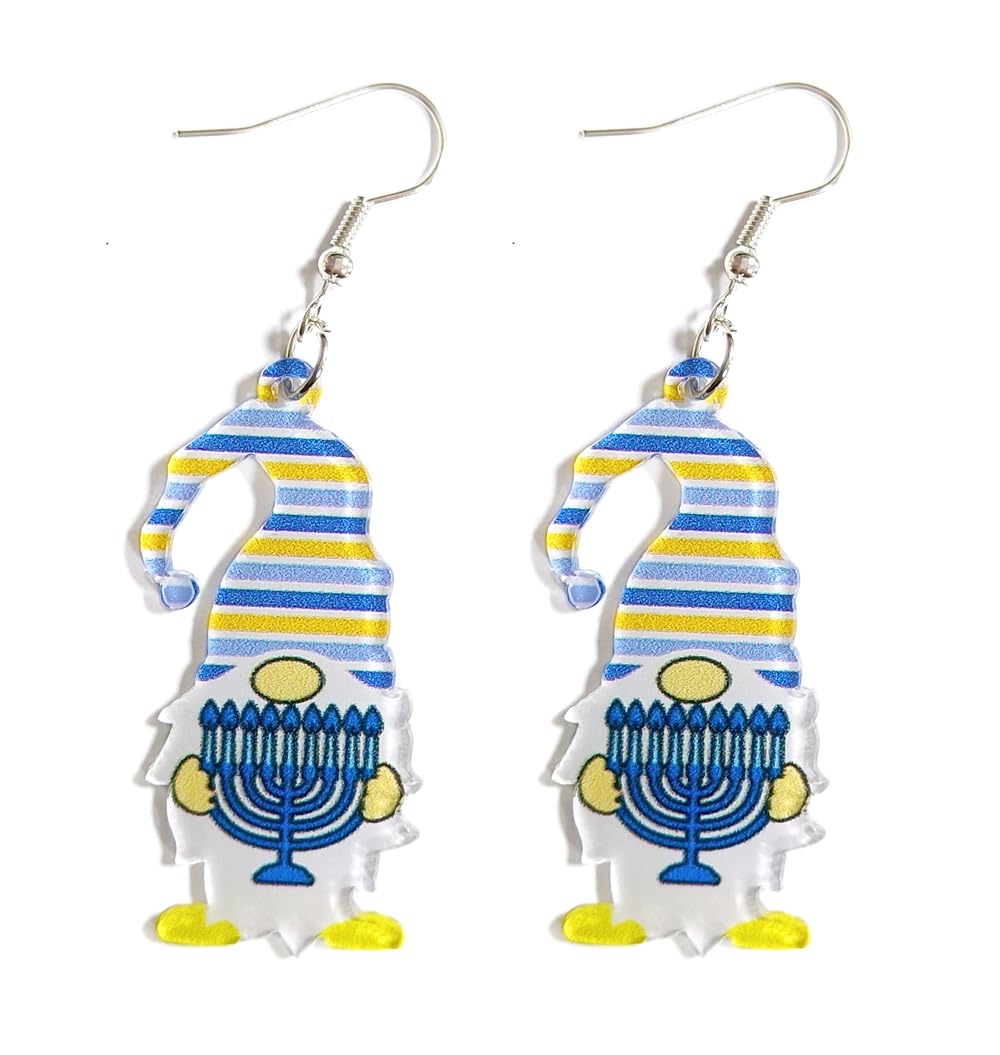 xuzhiyuan Hanukkah Acrylic Dangle Earrings Menorah Wooden Drop Earrings Dove Star of David Jewish Hanukkah Jewelry for Women Holiday-G - Renee Lane Company