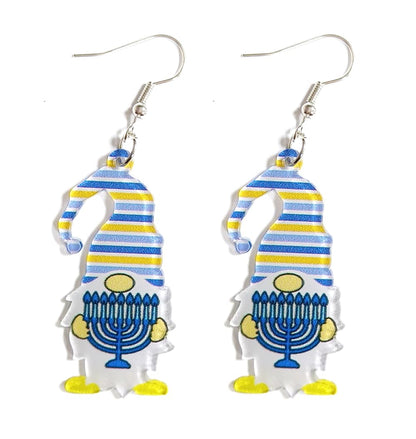 xuzhiyuan Hanukkah Acrylic Dangle Earrings Menorah Wooden Drop Earrings Dove Star of David Jewish Hanukkah Jewelry for Women Holiday-G - Renee Lane Company