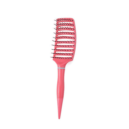Coral pink massage hair comb with pin tips and smooth matching handle