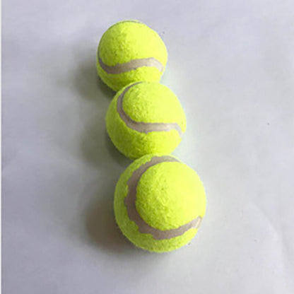 Green felt tennis balls with white stripes