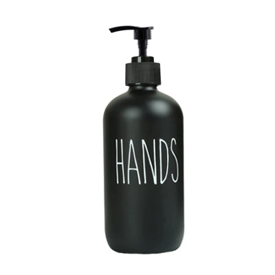 Kitchen faucet mat accessory: black hand soap dispenser bottle with pump