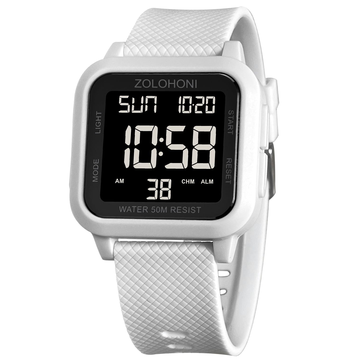 zolohoni Square Mens Digital Watch Big Numbers Dial Large Face Waterproof LED Watches with Alarm Date Stopwatch - Renee Lane Company